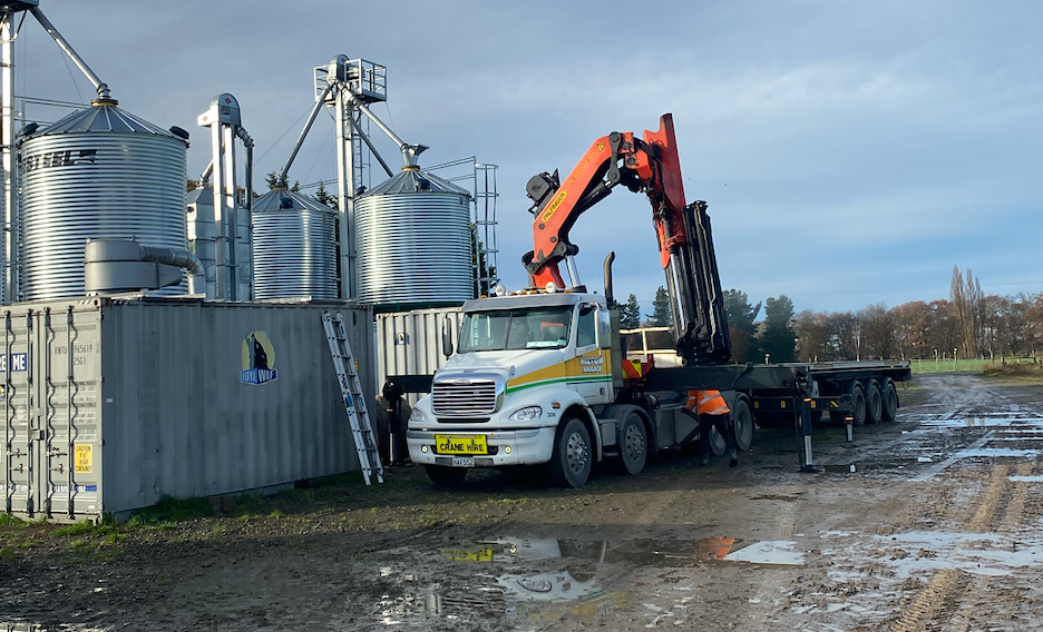 Picking up processing container and equipment from Culverden to Greendale — June 2023.